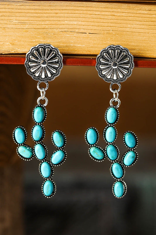 Green Western Turquoise Cactus Daisy Earring