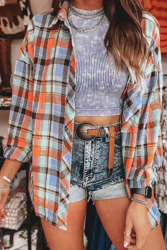 Red Plaid Print Loose Vintage Shirt