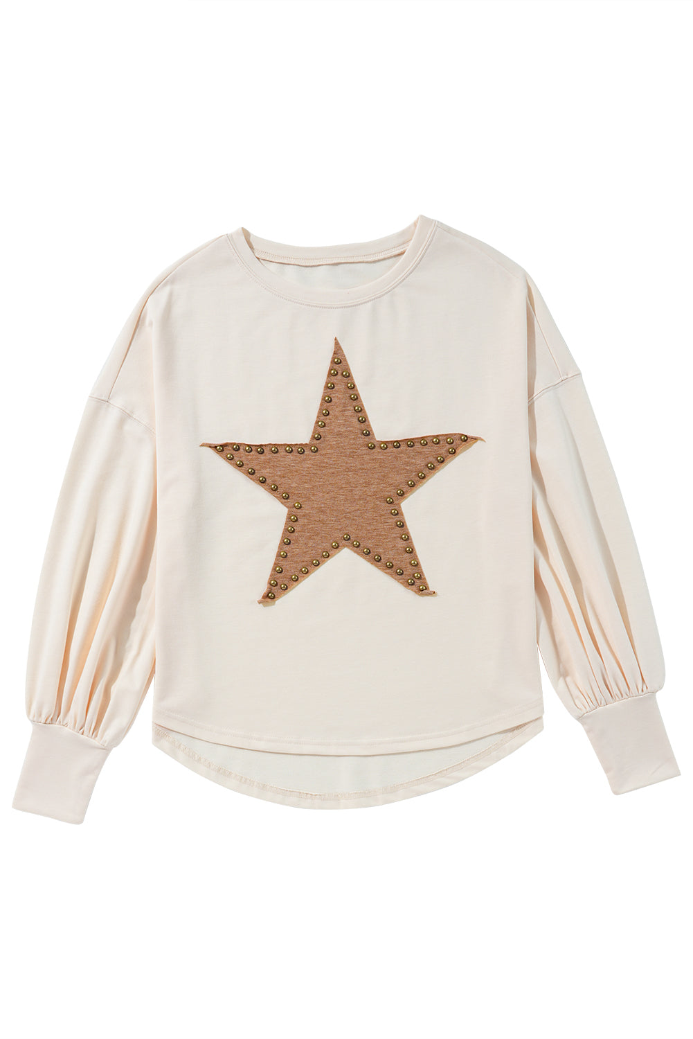 Black Studded Star Graphic Oversized Long Sleeve Top