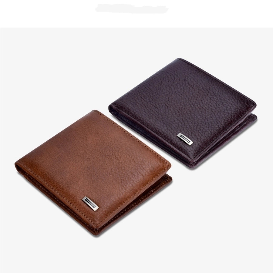 Men's Solid Color Leather Open Small Wallets