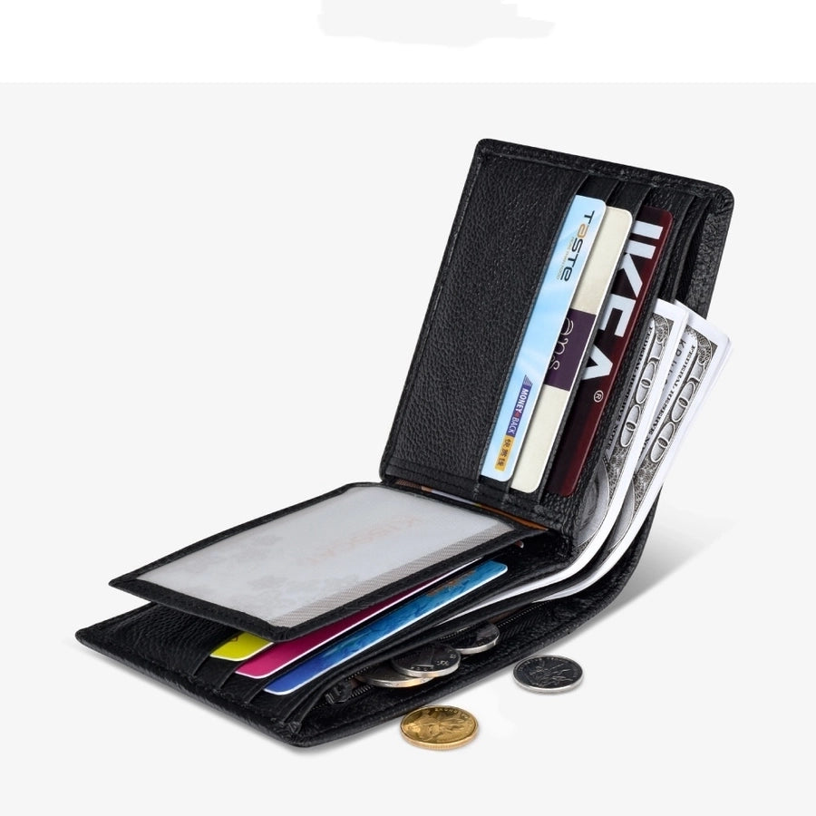 Men's Solid Color Leather Open Small Wallets