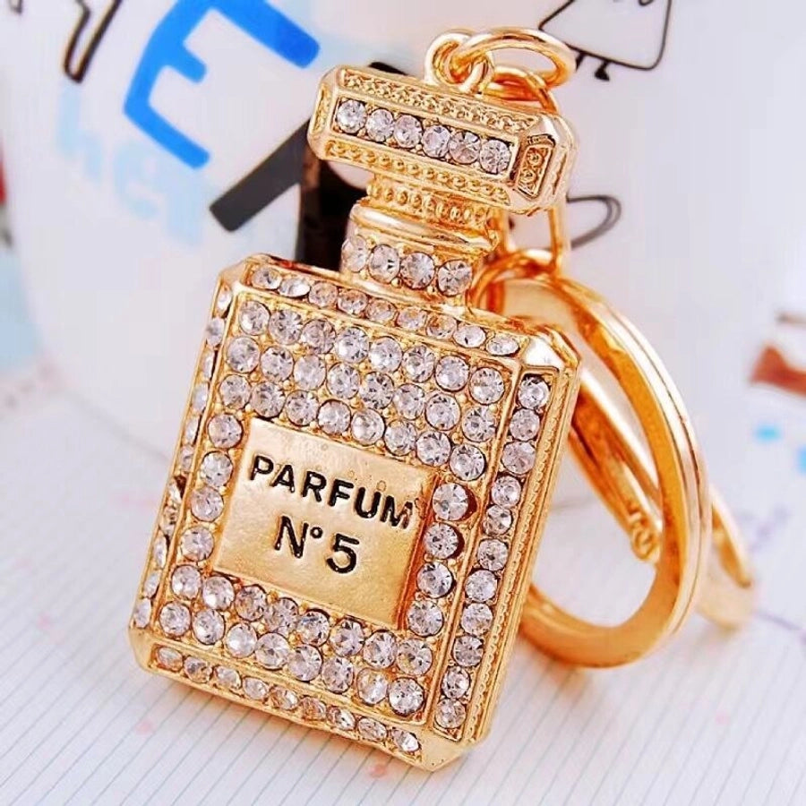 Cute Letter Bow Knot Perfume Bottle Metal Women's Keychain