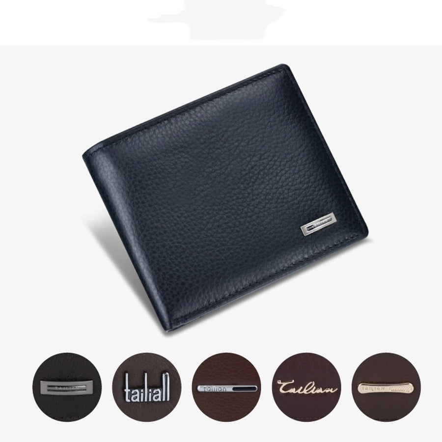 Men's Solid Color Leather Open Small Wallets