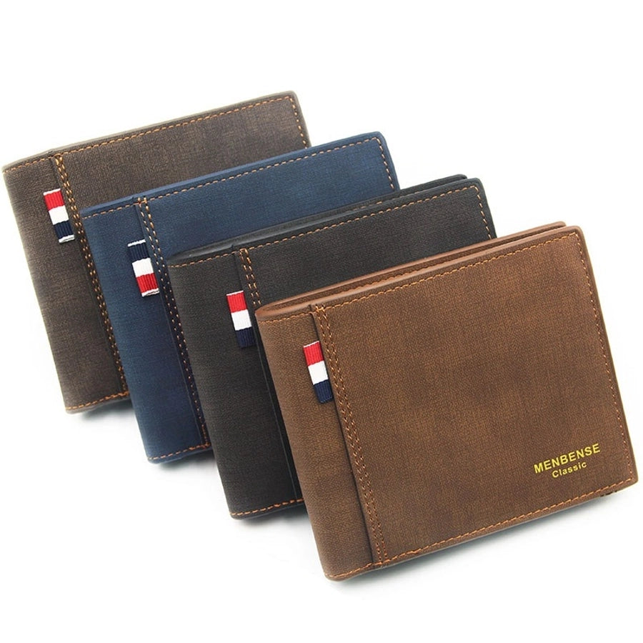 Men's letter solid color frosted open wallets