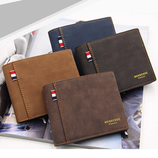 Men's letter solid color frosted open wallets