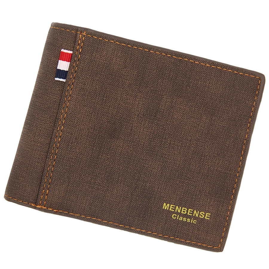 Men's letter solid color frosted open wallets