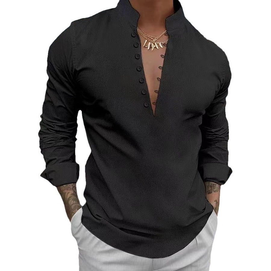 Men's Collar Long Sleeve Regular Fit Men's Tops