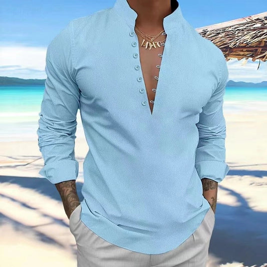 Men's Collar Long Sleeve Regular Fit Men's Tops